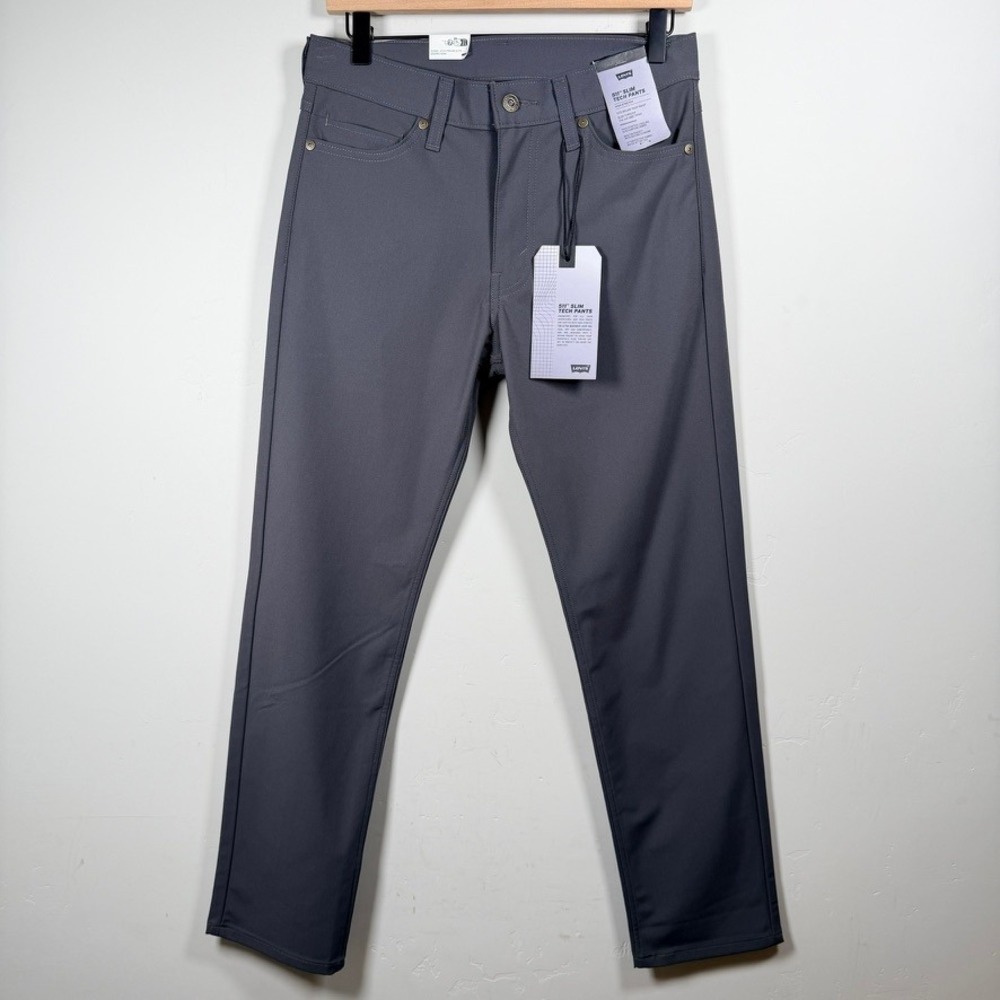 Levi's 511 Slim Tech Pants Men 30x30 Gray High Stretch Quick Dry UPF 50+ Cooling